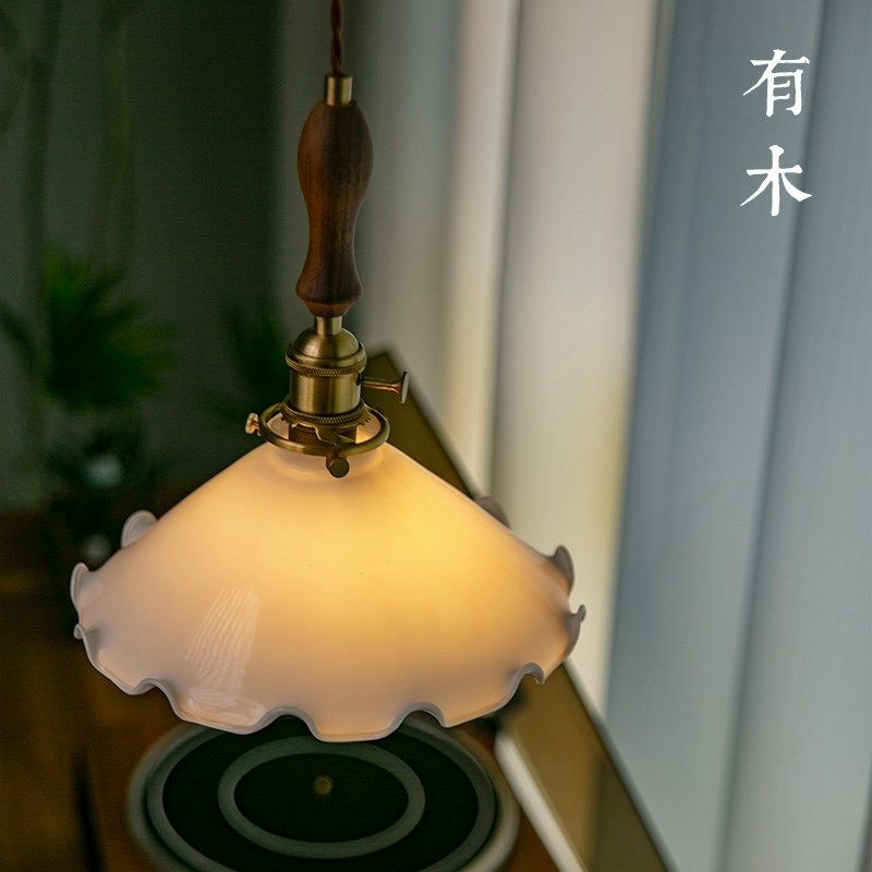 有木云裳吊灯卧室床头灯餐厅沙发玄关日式实木复古法式中古风