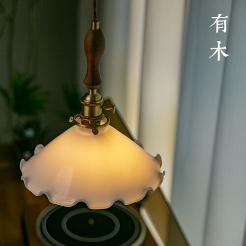 有木云裳吊灯卧室床头灯餐厅沙发玄关日式实木复古法式中古风