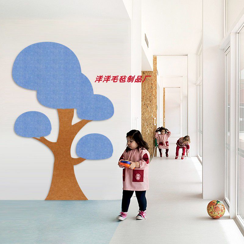 教室墙面高大小树造型功能墙贴照片墙环保无气味毛毡板材质软扎板