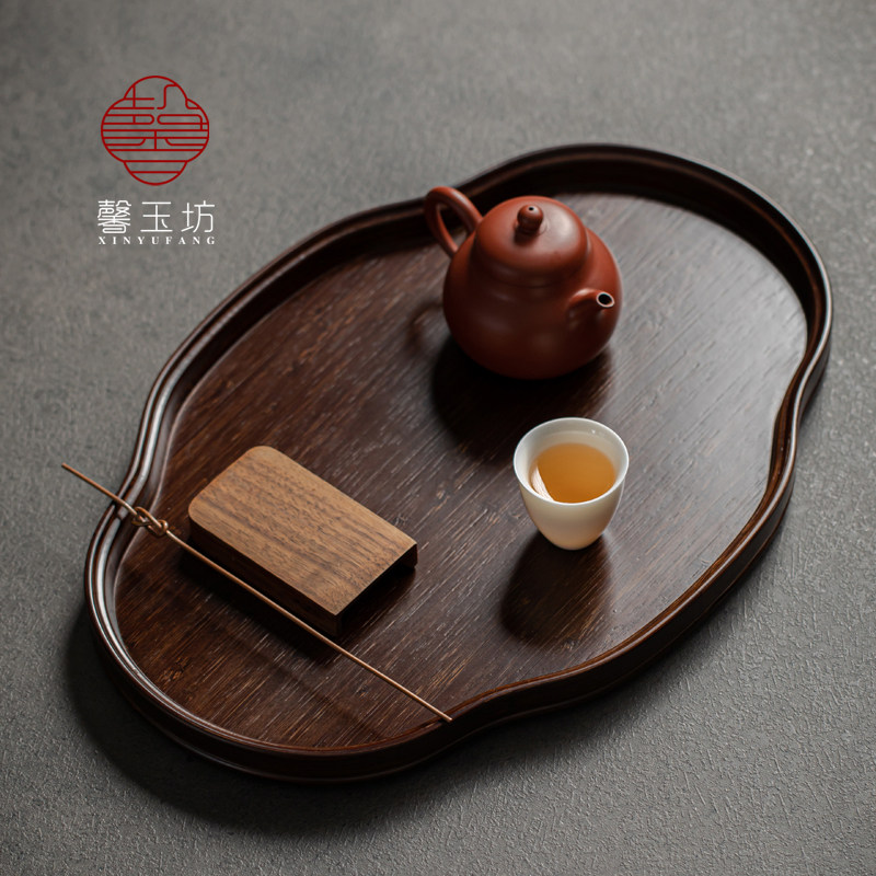 馨玉坊日式托盘全竹制牛排西餐盘家用客厅放茶杯收纳盘茶盘复古