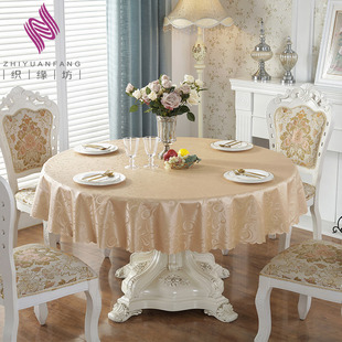 圆桌桌布防水防烫防油免洗布艺圆形家用酒店台布饭店吃饭大圆桌布
