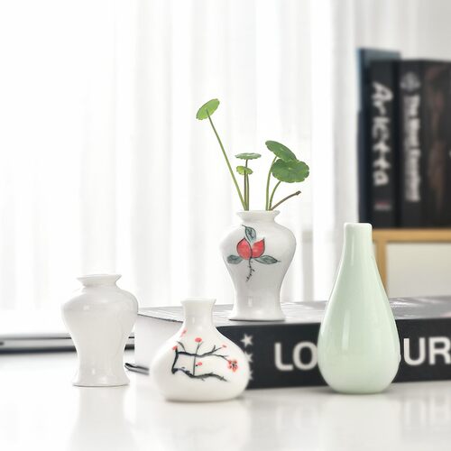 创意迷你陶瓷小花瓶简约装饰茶宠茶盘配件花插水培客厅书房小摆件
