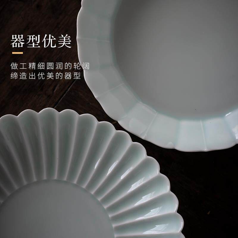 云术 景德镇纯手工影青单色釉颜色釉壶承干泡台花瓣纹功夫茶具
