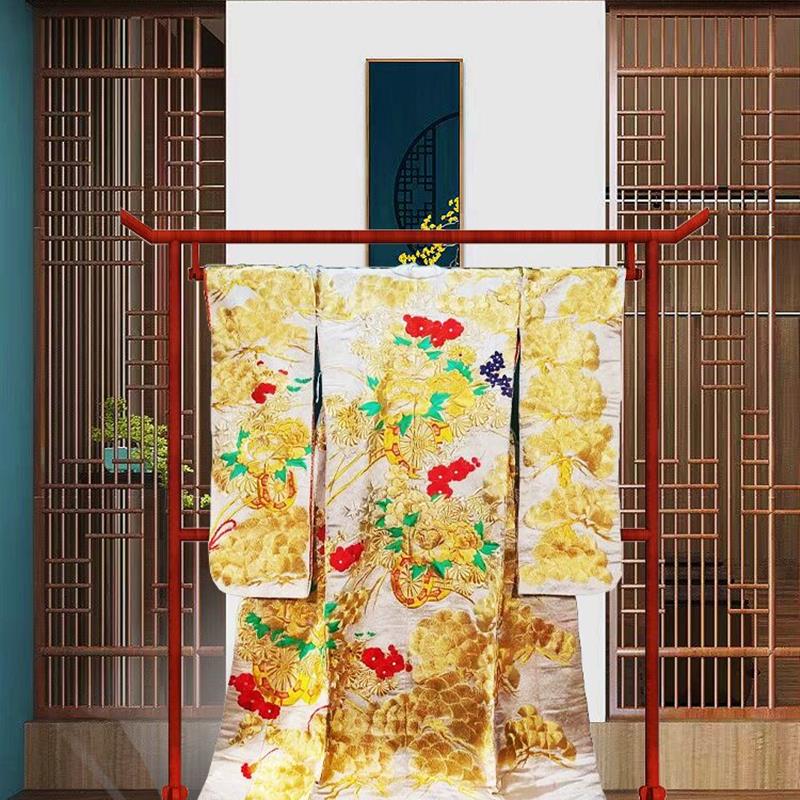 日式实木衣帽架可拆装服装展示架汉服展示衣架红黑色木质衣架