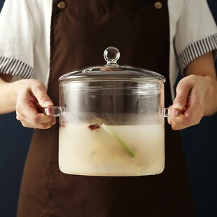 高硼硅玻璃锅透明锅煮面熬粥明火直烧耐高温家用汤锅炖锅