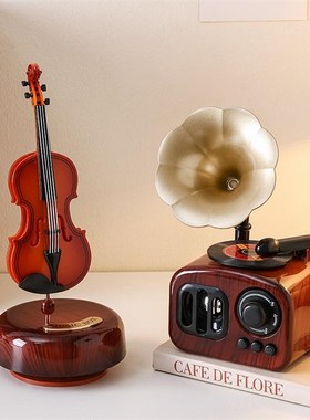 复古留声机八音盒怀旧摆件家居玄关客厅电视柜酒柜房间改造小物件