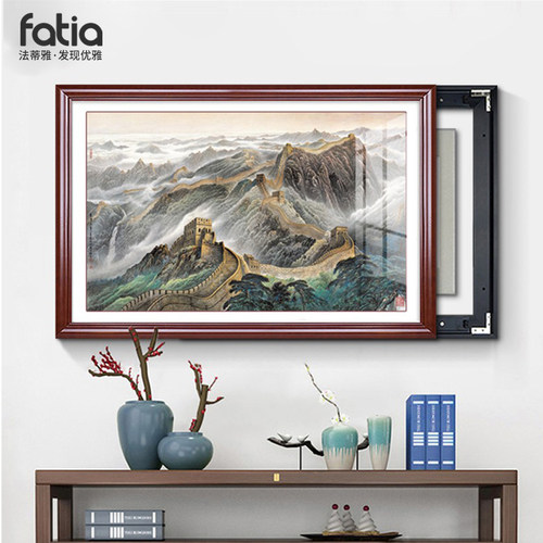 新中式电表箱装饰画长城风景免打孔山水遮挡配电箱电源电闸挂画横