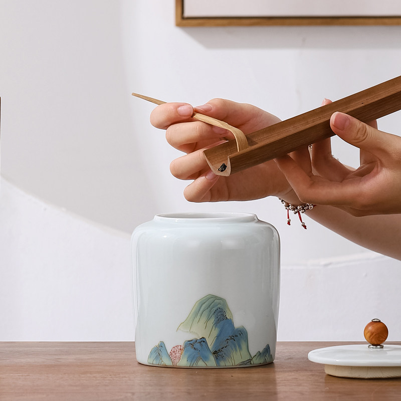 陶瓷茶叶罐包装礼盒空盒中号通用龙井碧螺春红茶绿茶激光订制LOGO