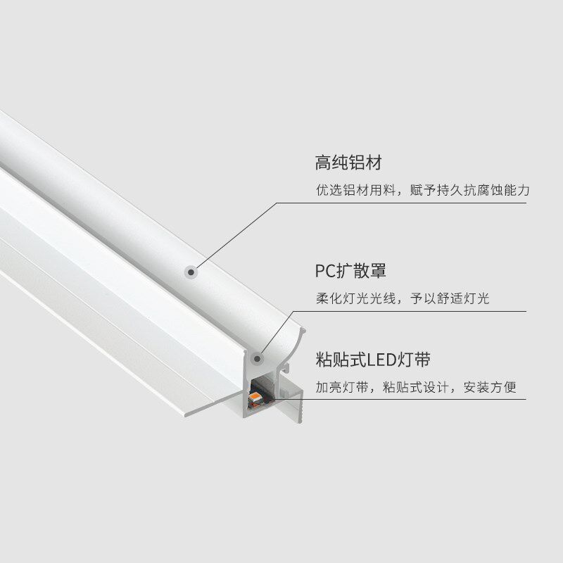洗墙线性灯 预埋嵌入式窄边回光反光灯槽led灯带悬浮吊顶隐形铝槽