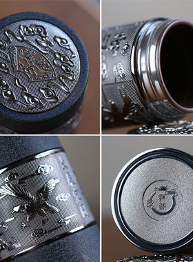 保温杯中年男士复古高档不锈钢泡茶水杯商务定制LOGO刻字紫砂内胆