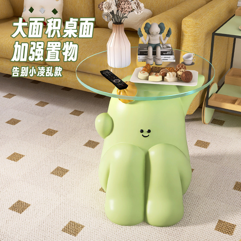 仙人掌创意沙发边几客厅可移动茶几奶油风小型边几艺术置物桌柜子