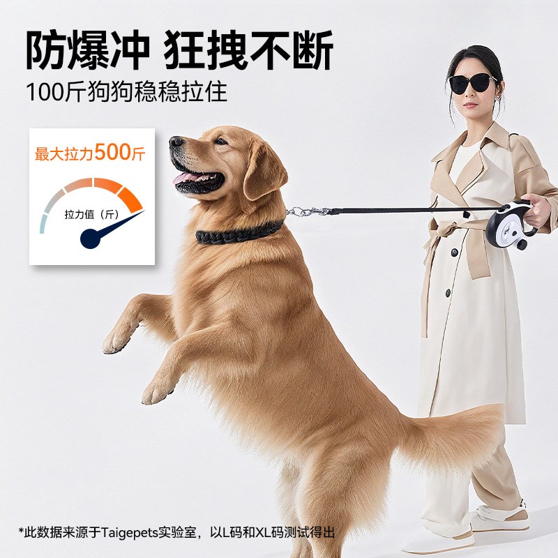狗狗牵引绳中型犬大型小型带灯自动伸缩遛狗金毛狗链子防爆冲狗绳