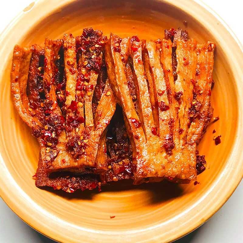 湖南特产冷水江新化特色麻辣兰花豆干白溪划条豆腐干真空独立包装