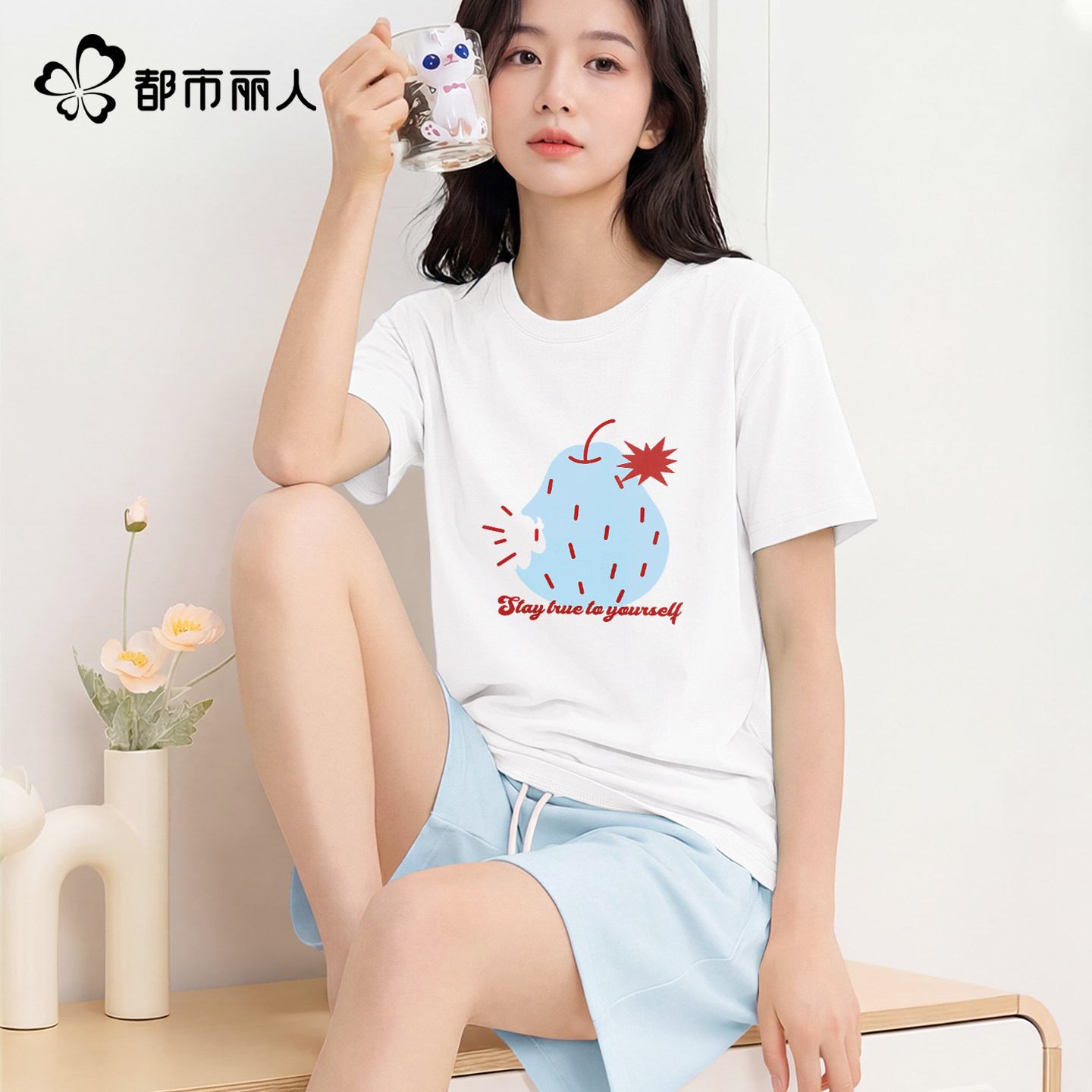 都市丽人运动套装女春夏短袖短裤休闲两件套2026超火穿搭一整套Y