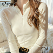 都市丽人摇粒绒打底衫 女内搭冬可外穿加绒修身 保暖女士立领上衣Y