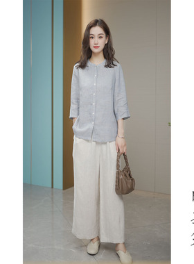 【大粒儿×时空集】【100%亚麻】FS5H0011轻奢高级中国式女女士高