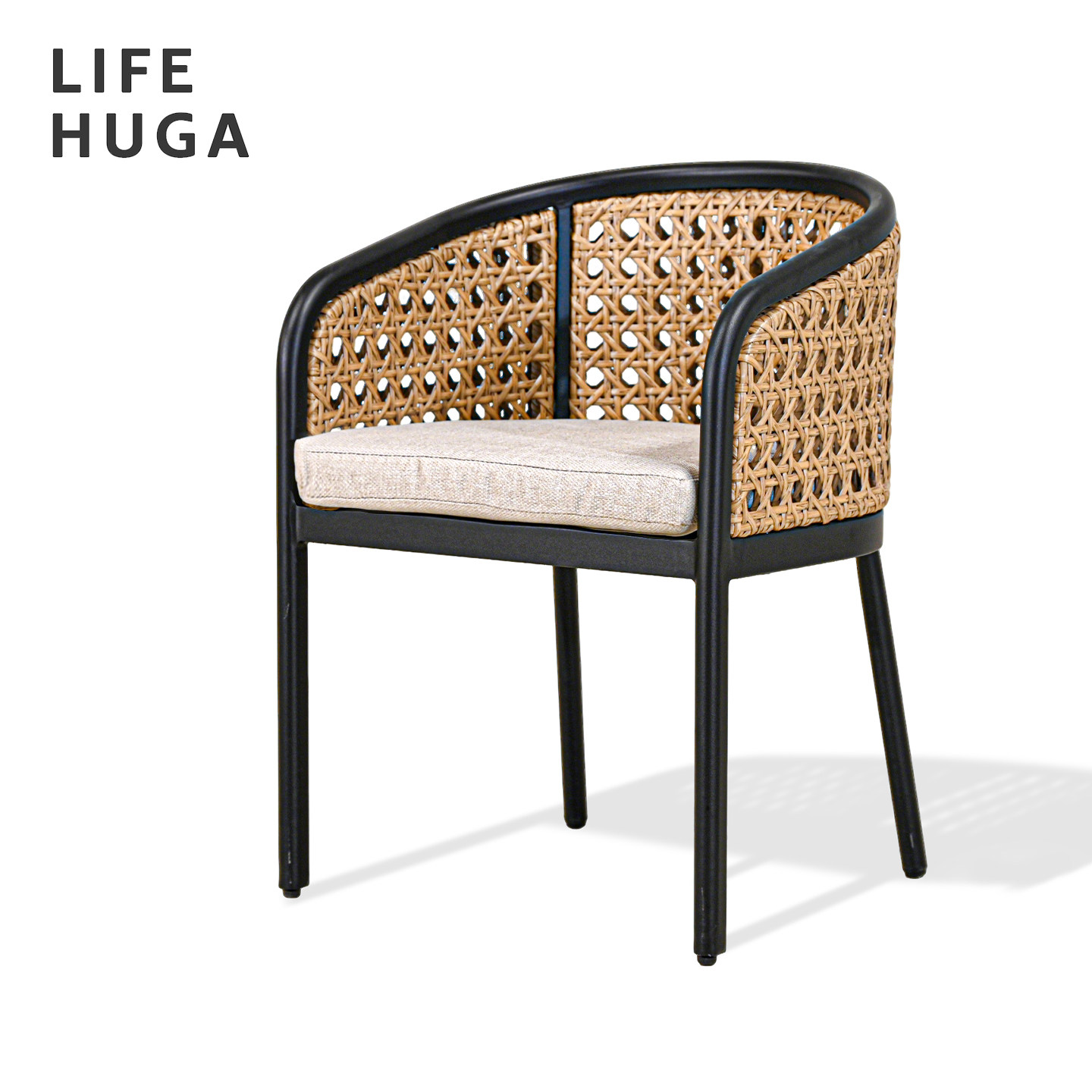 LIFEHUGA藤编椅子舒服久坐靠背椅2026新款高端椅子中古风餐桌椅