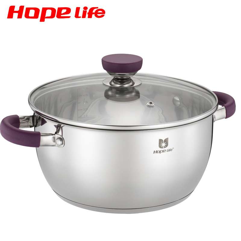 不锈钢煲汤锅家用复合底多用双耳加厚24CM炖锅 礼品西式