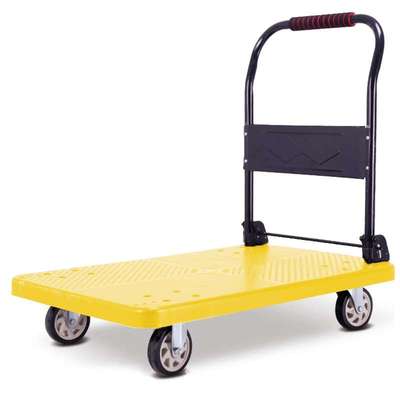 *手推车折叠拉货车 仓库超市货物搬运车 四轮静音拉货平板手推车