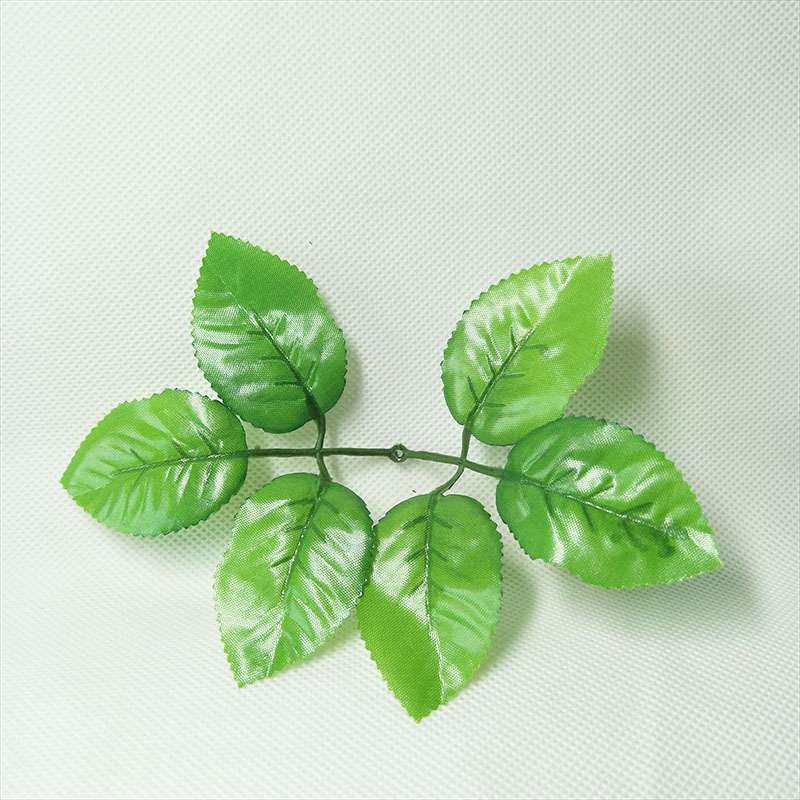 仿真花玫瑰花叶子 丝网花六片玫瑰叶深浅色装饰婚庆叶片 六叶布叶