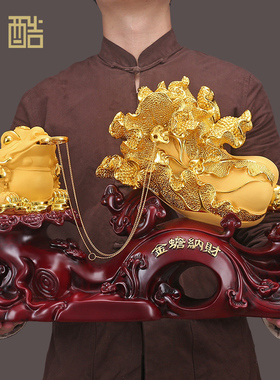 招财金蟾百财摆件玉白菜客厅装饰大气朋友乔迁开店开业高档送礼物