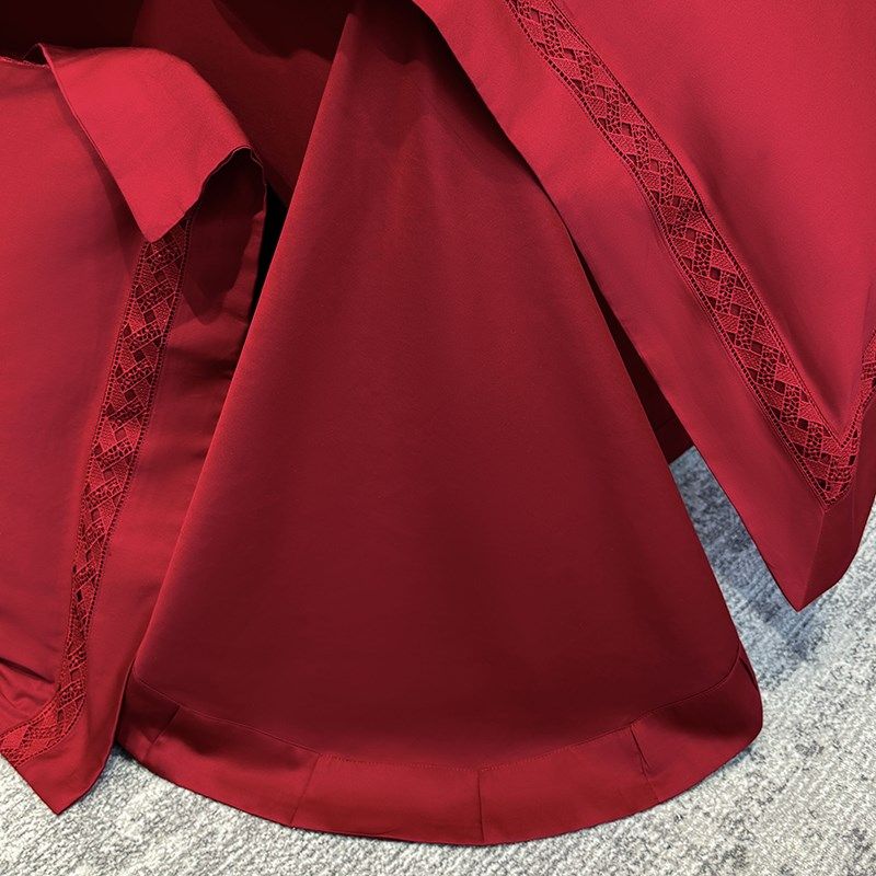 婚庆简约提花长绒棉红色四件套纯棉全棉100S结婚嫁房高端床上用品