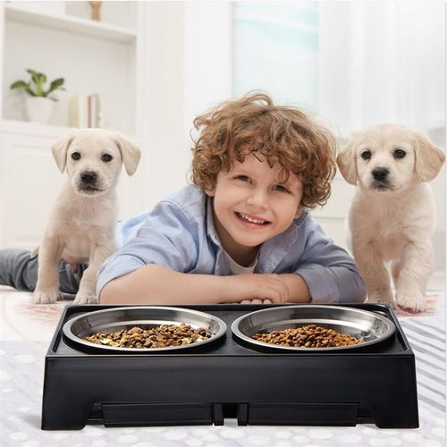 狗狗碗食盆大型犬高脚防打翻餐桌狗盆护颈双碗金毛宠物狗食盆饭盆