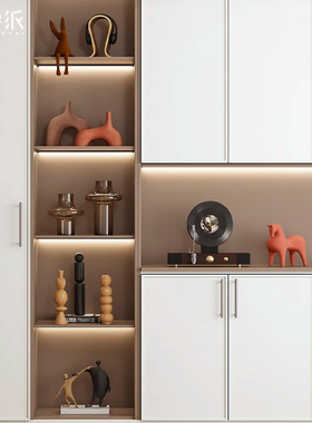 大地色高级感酒柜摆件高档客厅玄关柜餐边柜壁龛小众软装艺术摆设