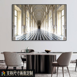 入户玄关延伸感装饰画横版客厅沙发背景墙挂画餐厅饭厅横幅墙壁画
