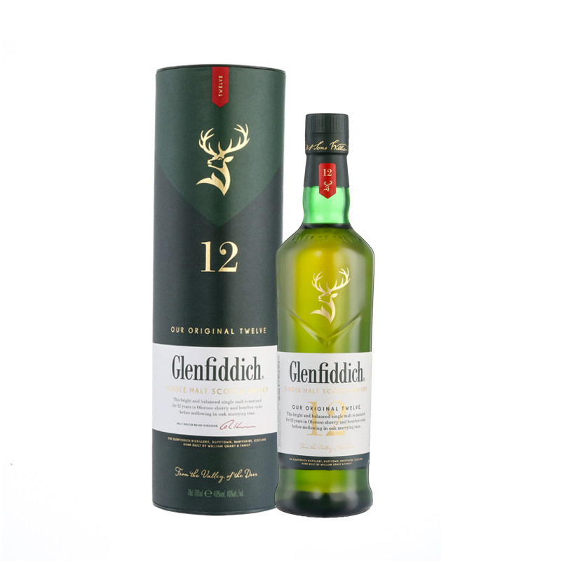 Glenfiddich格兰菲迪12年700ml苏格兰单一麦芽威士忌原瓶进口洋酒