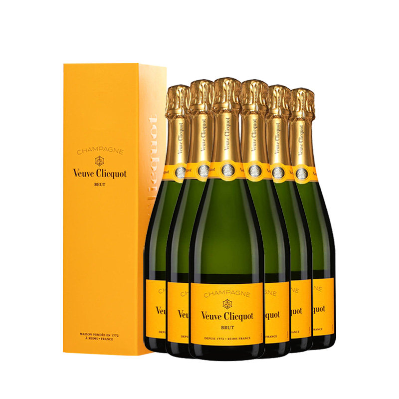 凯歌黄牌Veuve Clicquot皇牌香槟起泡酒750ml六瓶法国进口气泡酒