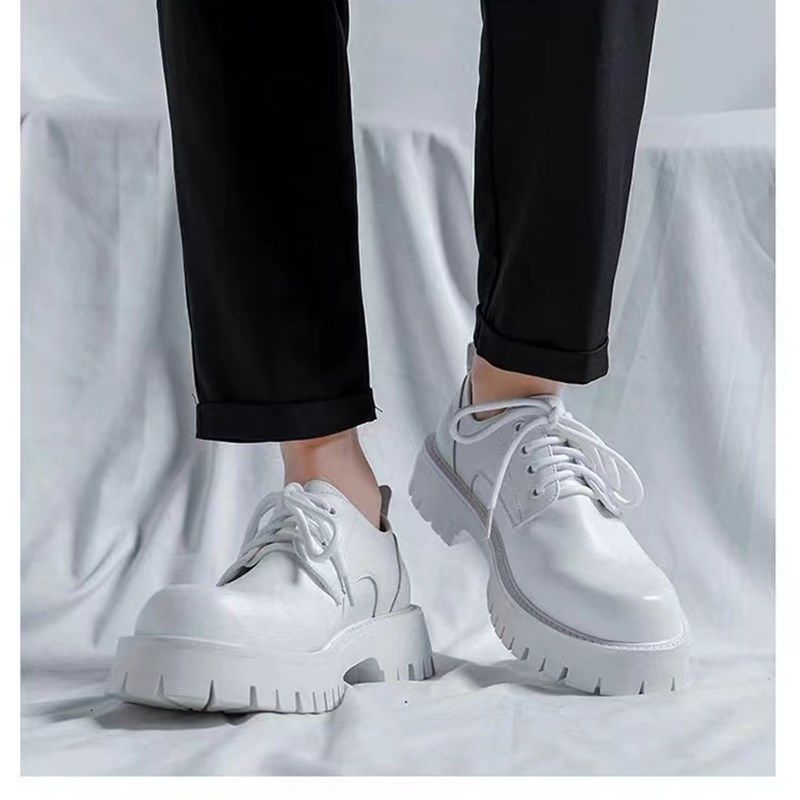 皮鞋男款休闲商务英伦厚底德比鞋子男黑色结婚新郎增高低帮马丁靴