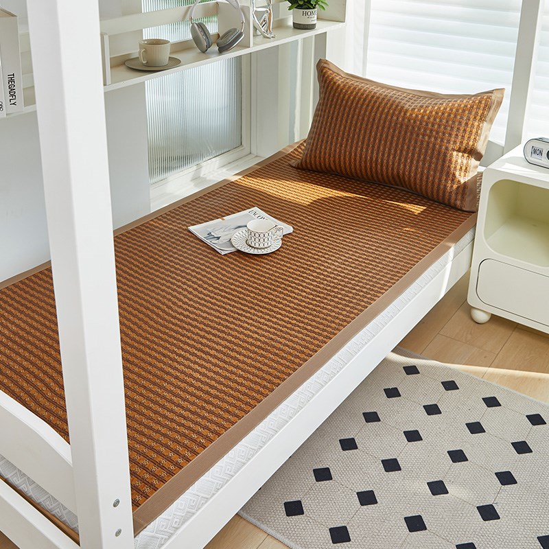 凉席学生宿舍0.9m单人床夏季儿童1m双面用折叠寝室透气藤席草席子