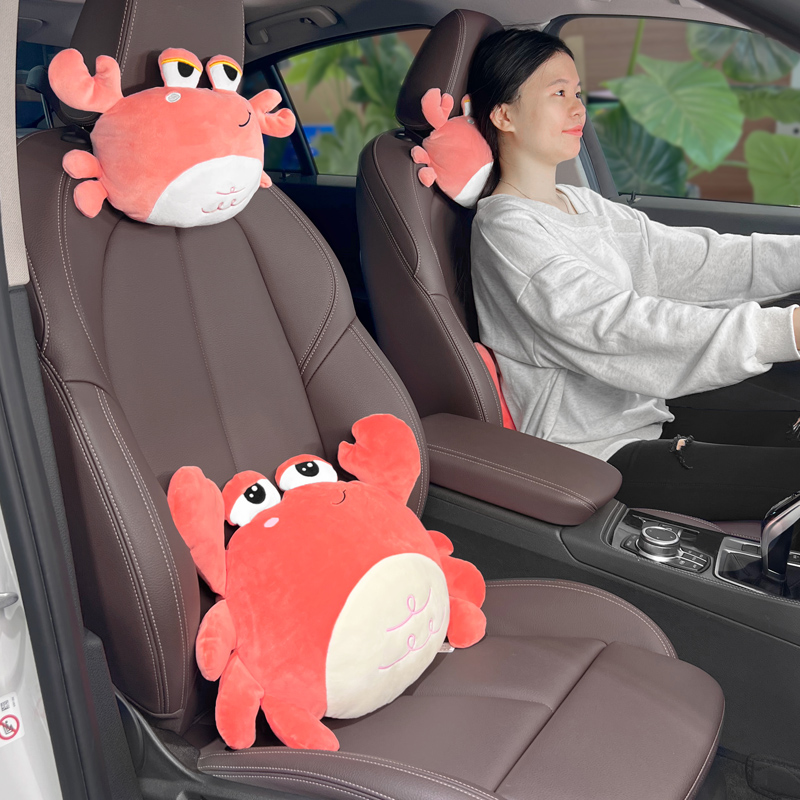 汽车头枕护颈枕车用抱枕车内靠枕颈枕一对可爱卡通车载座椅靠车枕