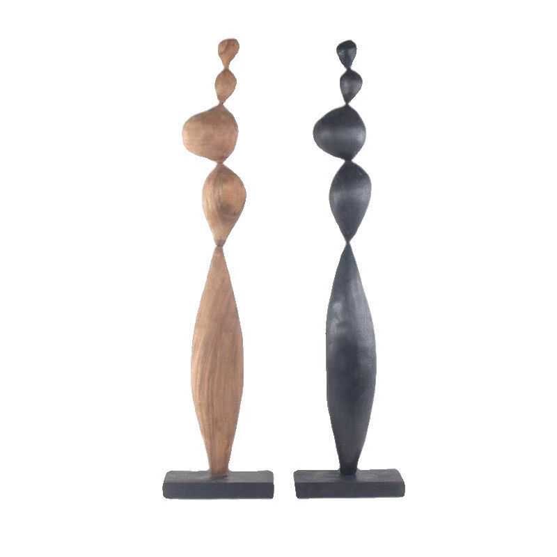 中式侘寂黑色碳化木质摆件销售中心别墅名宿酒店客厅书房玄关摆件