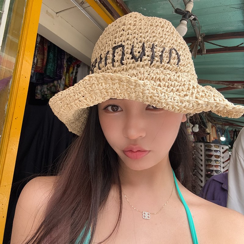 巨出片!不娇气巨遮阳夏季草帽大帽沿凹造R型清凉透气草帽女