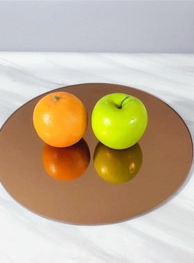 欧式现代简约圆形玻璃镜面托盘摆件样板房售楼处软装饰品摆设