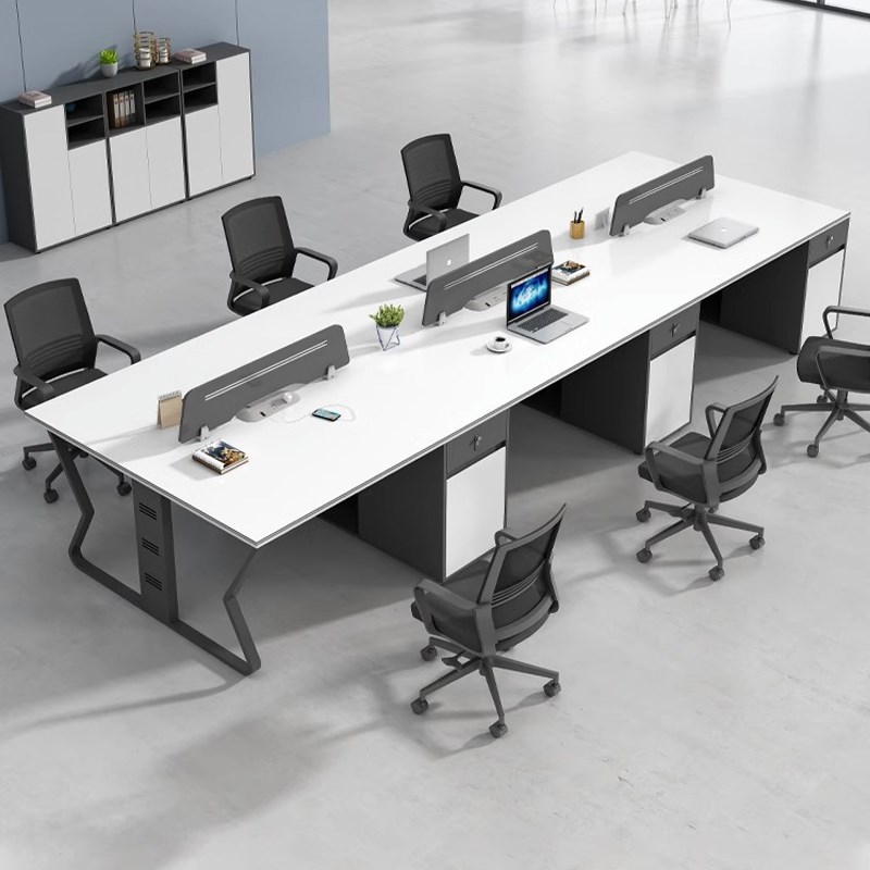 职员办公桌4/6人位简约现代屏风工位员工四人位电脑办公桌椅组合