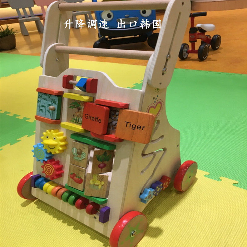 木制宝宝学步手推玩具婴儿实木学步车防o型腿防滑儿童音乐助步车