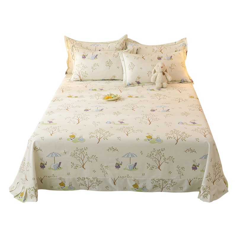 ins卡通加厚纯棉磨毛床单单件冬季简约保暖100全棉被单人学生宿舍