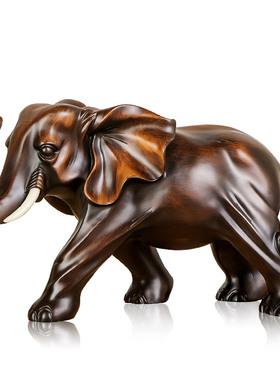 招财大象摆件一对木雕工艺品家居客厅玄关酒柜装饰品乔迁新居礼品