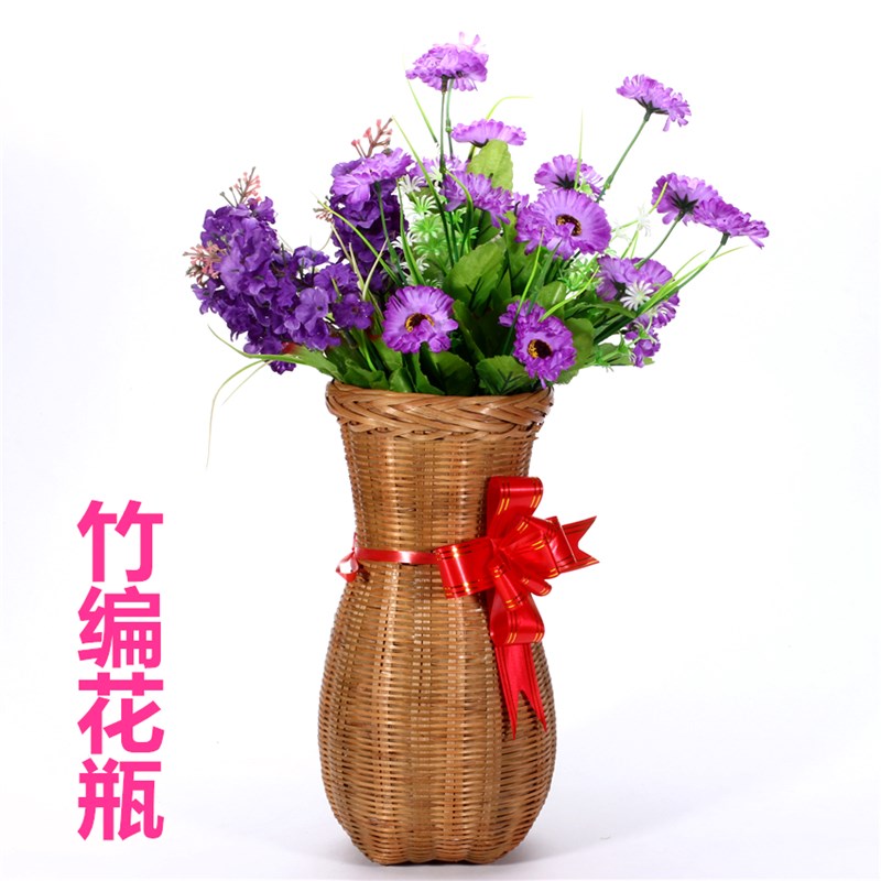 精品手工竹编花瓶干花篮竹制品收纳瓶 工艺装饰篮采摘篮灯罩酒筛