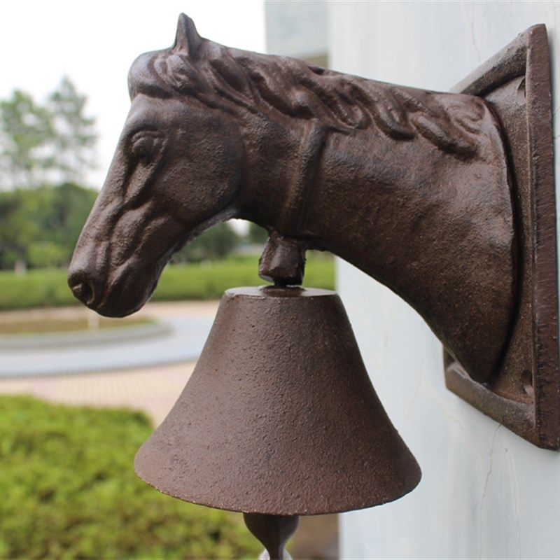 鹿马牛狗头门铃铃铛法式仿古铁艺壁饰咖啡馆装饰欧式美式花园挂件
