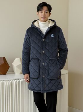 冬季大码爸爸工作棉衣棉服加绒中长款四川省服罩衣连帽巨厚C07