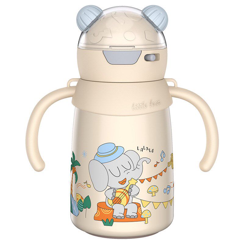 保温杯儿童带手柄学饮杯宝宝1岁婴幼儿外出携带上学专用吸管水杯