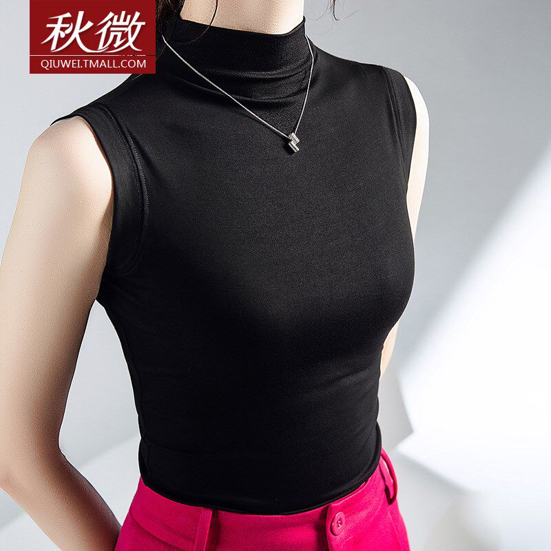 秋微秋冬新款无袖长款内搭外穿打底衫显瘦半高假领子女百搭假领