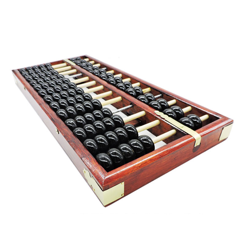 13档7珠硬木质财会算盘仿古大号老式红色成人小学生舞蹈