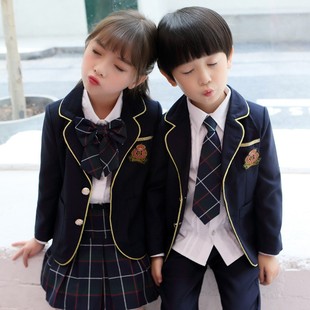 班服学院 幼儿园园服小学生校服春秋装 儿童英伦风西装 套装 女U韩版