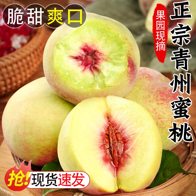 山东青州蜜桃当季新鲜脆甜毛桃水果整箱桃子孕妇红心离核冬雪桃子