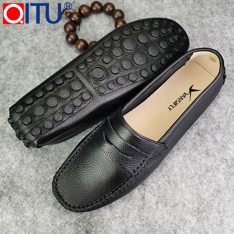 夏季小码透气豆豆鞋男2021年新款薄款一脚蹬软底男士休闲皮鞋